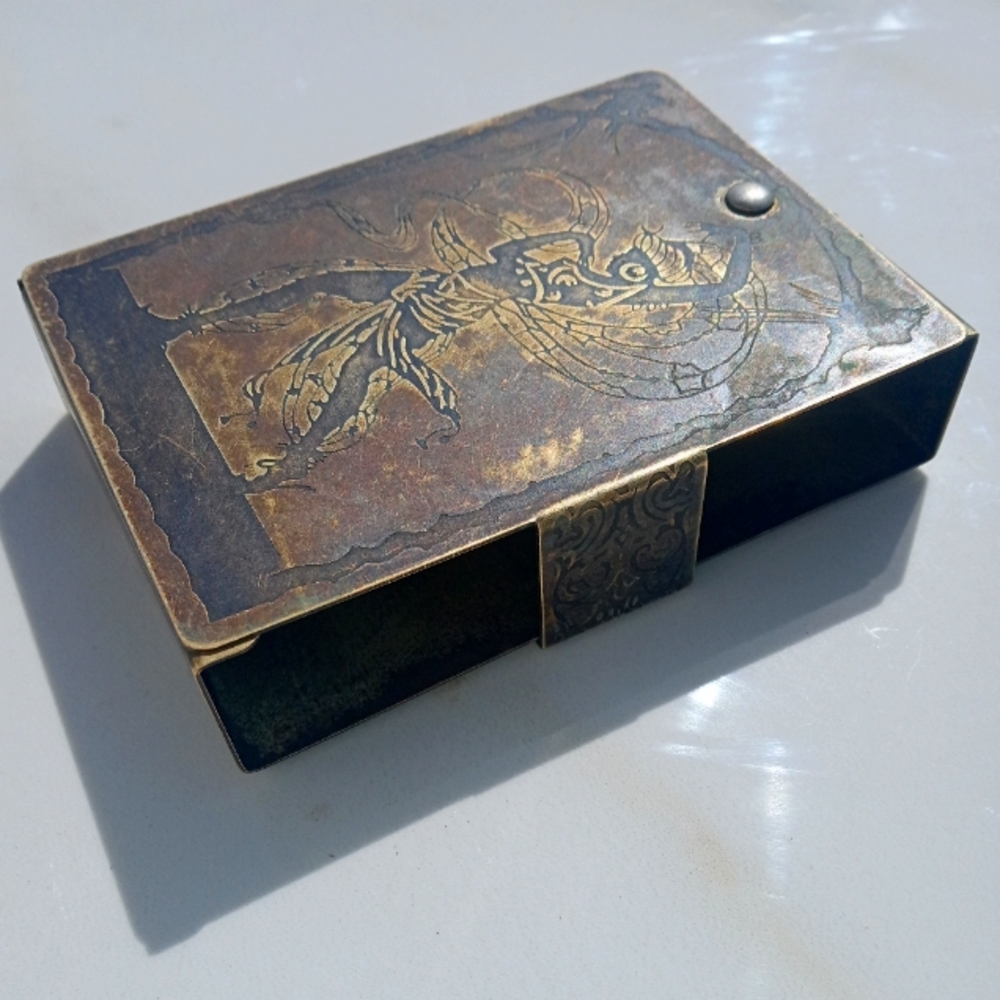 Antique copper card box. 1800s